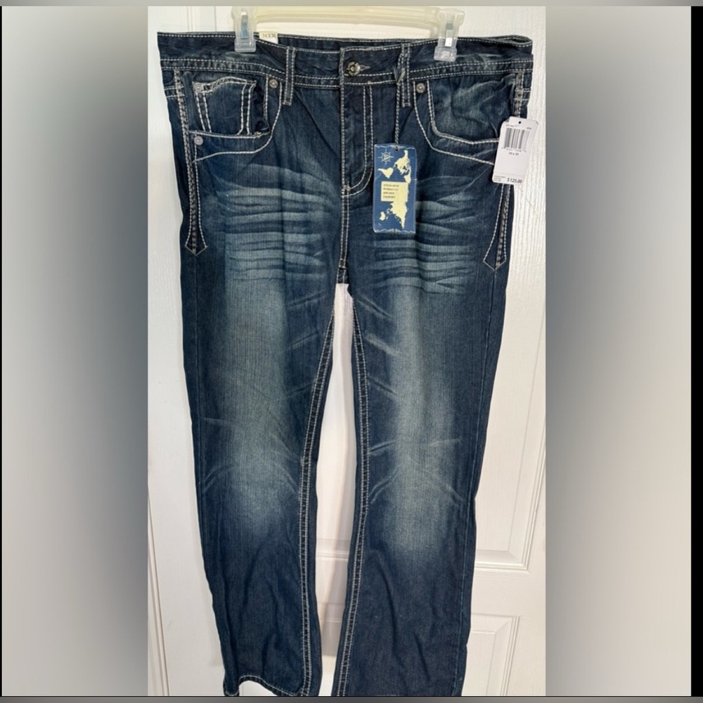 Antique Rivet Men's bootcut Blue Jeans size 34/30 NWT - Picture 2 of 12